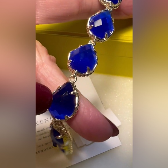 NWT Kendra Scott Brynn Bracelet Cobalt Catseye & Yellow Gold RARE & STUNNING! - Picture 10 of 12